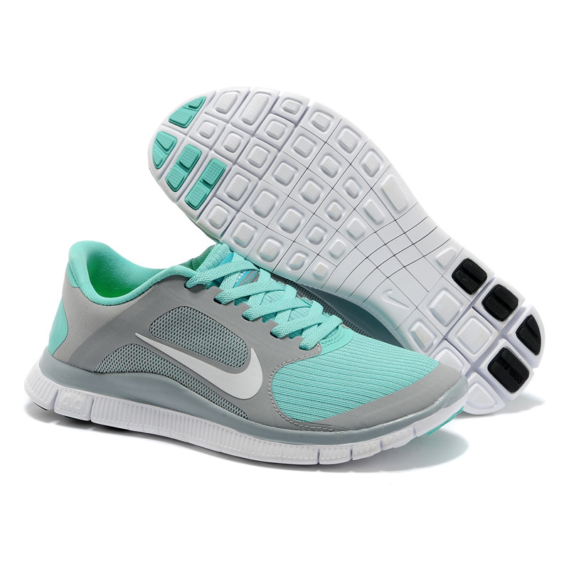 Hot Nike Free4.0 Women Shoes White/Darkgray/Turquoise